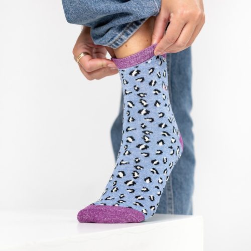 Chaussettes Léopard Pailletées - Bleu – Image 3