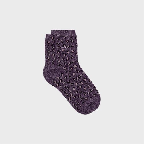 Chaussettes Léopard Pailletées Violet