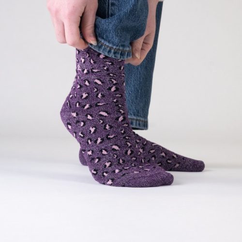 Chaussettes Léopard Pailletées Violet – Image 3