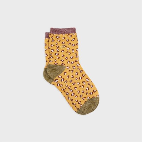 Chaussettes léopard pailletées Jaune