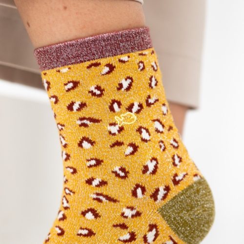 Chaussettes léopard pailletées Jaune – Image 3