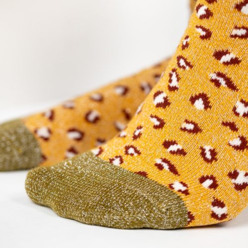 Chaussettes léopard pailletées Jaune – Image 4