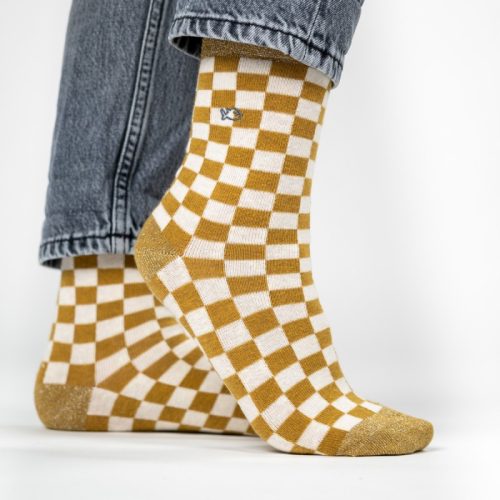 Chaussettes à carreaux Jaune et Blanc – Image 2