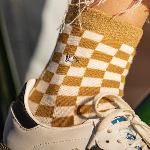 Chaussettes à carreaux Jaune et Blanc – Image 4