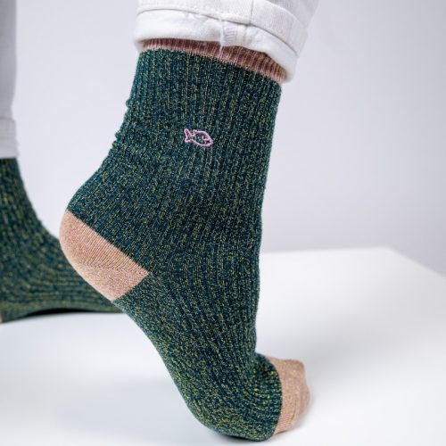 Chaussettes Côtelées Paillettées Vert – Image 2