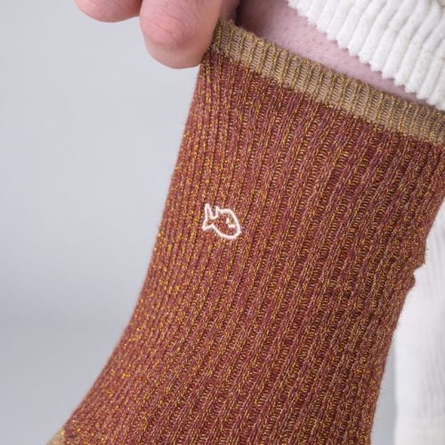 Chaussettes Côtelées Pailletées Bordeaux – Image 3