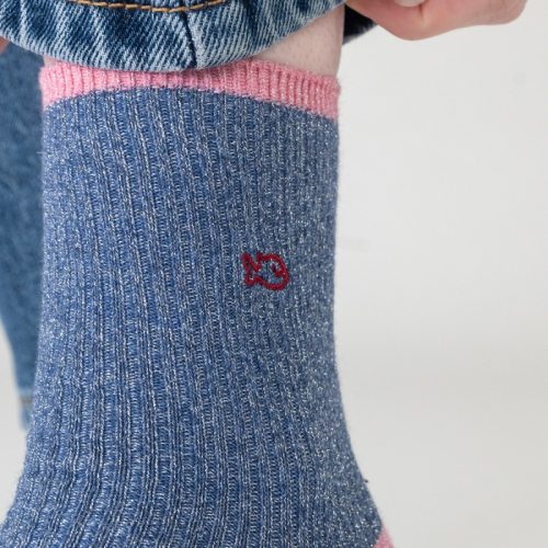 Chaussettes Côtelées Paillettées Bleu – Image 4