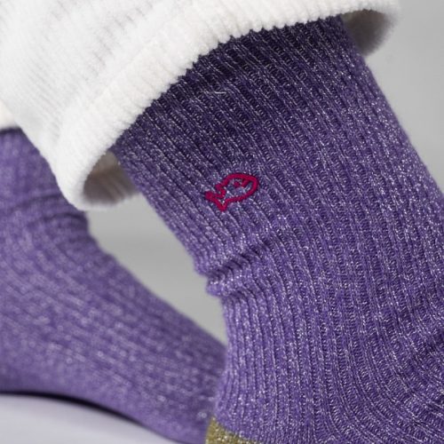 Chaussettes Côtelées Pailletées Violet – Image 4