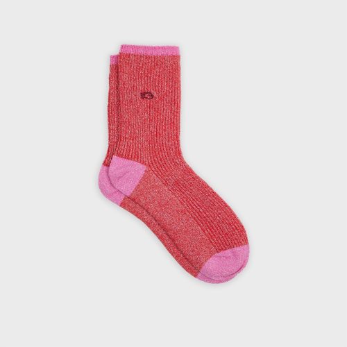 Chaussettes Côtelées Pailletées Rouge