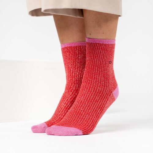 Chaussettes Côtelées Pailletées Rouge – Image 5