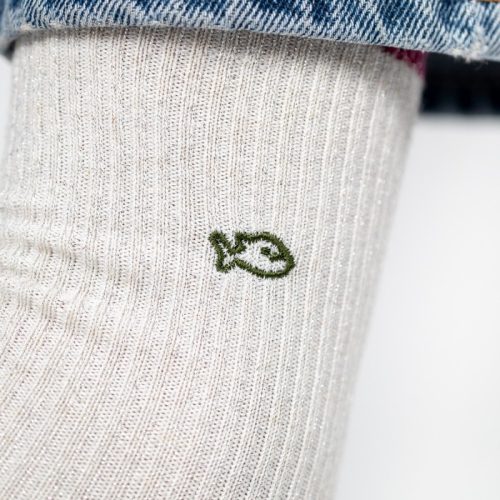 Chaussettes Côtelées Pailletées Blanc – Image 3