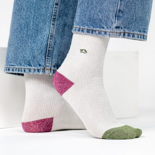 Chaussettes Côtelées Pailletées Blanc – Image 4