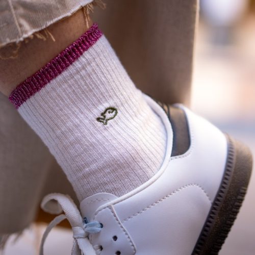 Chaussettes Côtelées Pailletées Blanc – Image 5