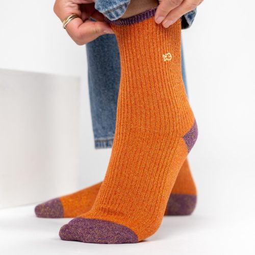 Chaussettes Côtelées Pailletées Brique – Image 2