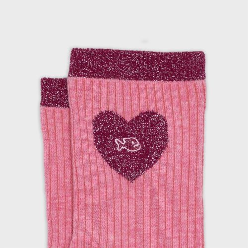 Chaussettes Pailletées Coeur Rose – Image 4