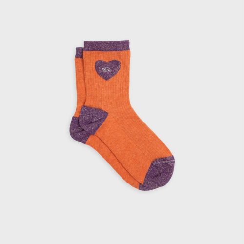 Chaussettes Pailletées Coeur Orange et Violet