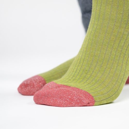 Chaussettes Pailletées Coeur Vert et Rose – Image 4