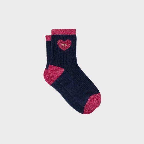 Chaussettes Pailletées Coeur Marine