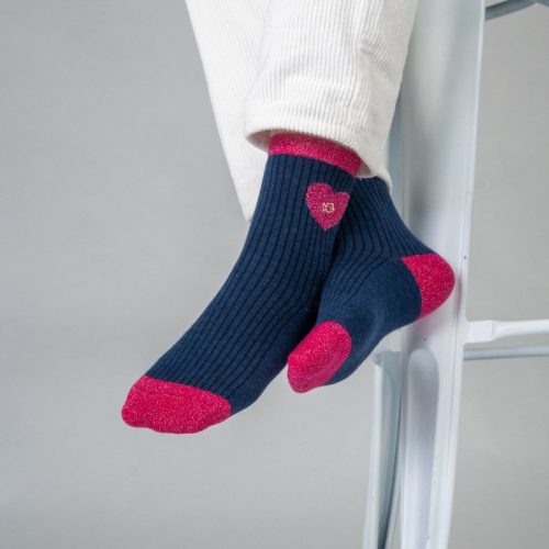 Chaussettes Pailletées Coeur Marine – Image 2