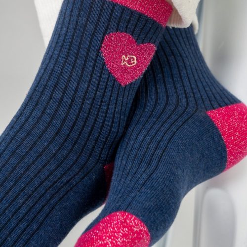 Chaussettes Pailletées Coeur Marine – Image 4