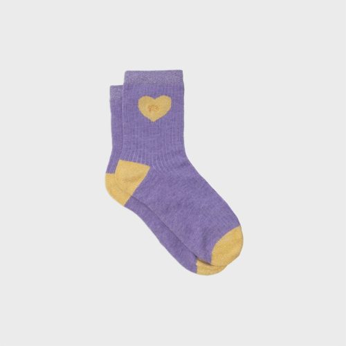 Chaussettes Pailletées Coeur Violet et Jaune