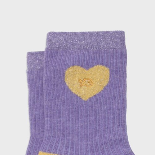 Chaussettes Pailletées Coeur Violet et Jaune – Image 4