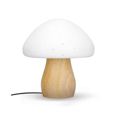 Lampe Champignon Porcelaine et Bois