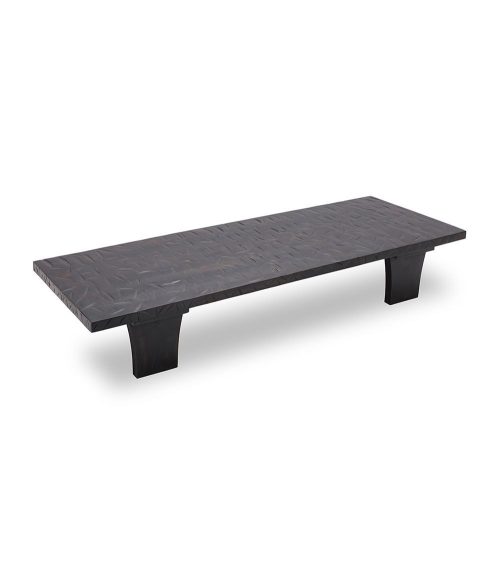 Table Basse Noire Sculptée – Image 2