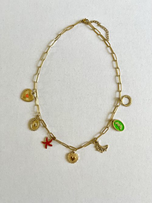 Collier Breloques "Golden Heart"