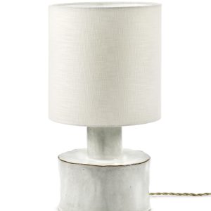Lampe de table Catherine grès blanc & tissu beige, Serax