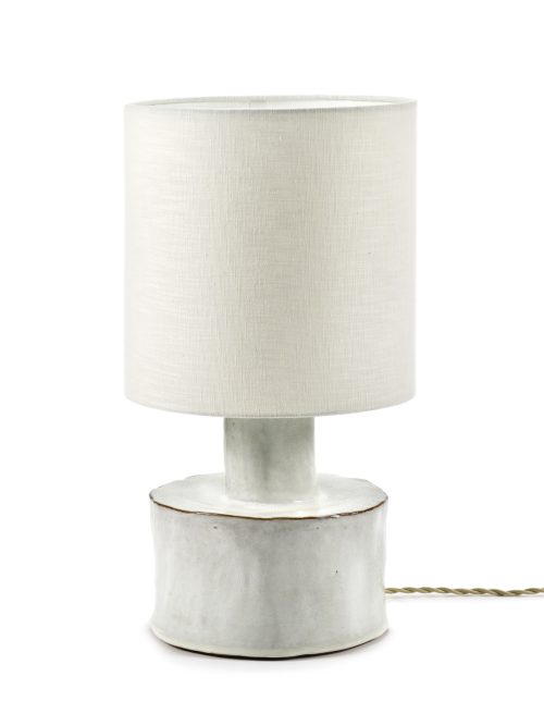 Lampe de table Catherine grès blanc & tissu beige, Serax
