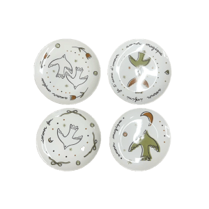Coffret de 4 assiettes dessert  Amour Oiseaux Doré D19cm