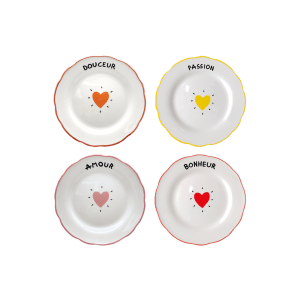 Coffret de 4 assiettes dessert  Amour Coeur  D19