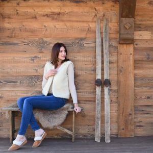 Gilet sans manches 100% Laine Ecru Fabriqué en France