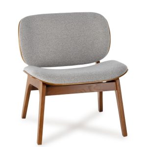 Fauteuil Kuji Gris Clair Structure Bois