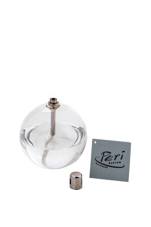 Lampe à huile en verre ronde, diamètre 9cm, Periglass