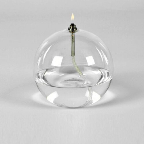 Lampe à huile en verre ronde, diamètre 13cm, Periglass