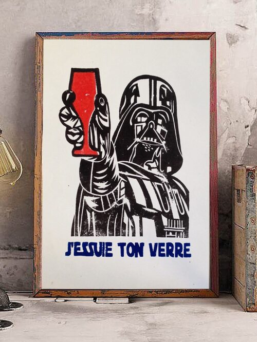 Linogravure 30x40 "J'essuie ton verre", Gouge de Là