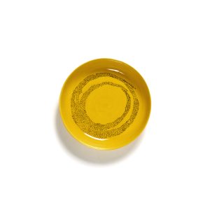 Assiette Haute 22 Sunny Yellow Swirl Noir Feast Ottolenghi pour Serax
